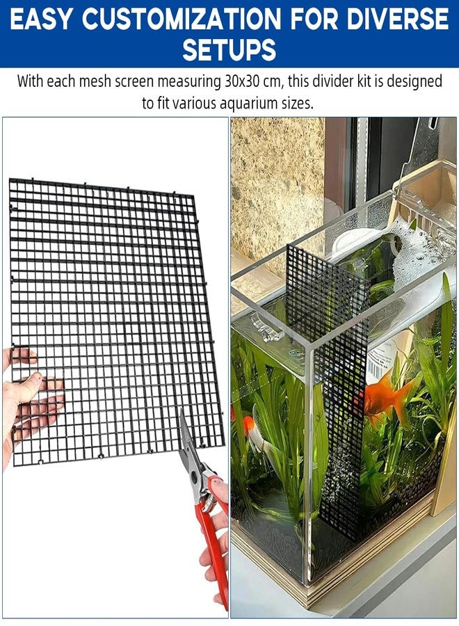 Qpets مجموعة فواصل أحواض السمك من كيو بيتس®، 4 قطع، شبكة سلكية مع 4 أكواب شفط، ألواح عزل بلاستيكية من البولي بروبيلين، فواصل لأحواض السمك لفصل الأسماك والسلاحف والسحالي - 30 × 30 سم - Image 4